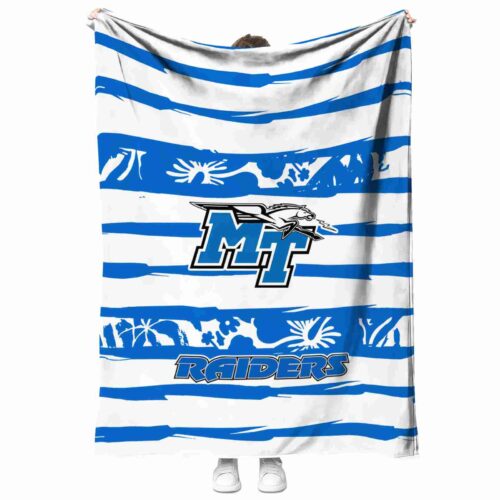custom middle tennessee blue raiders floral stripes blue white blanket best selling