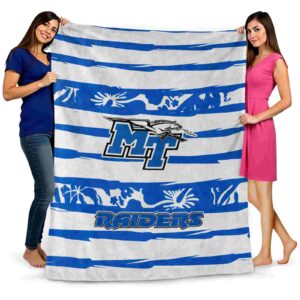 custom middle tennessee blue raiders floral stripes blue white blanket fashion forward