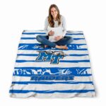 custom middle tennessee blue raiders floral stripes blue white blanket high quality