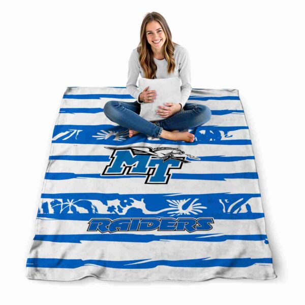 custom middle tennessee blue raiders floral stripes blue white blanket high quality