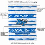 custom middle tennessee blue raiders floral stripes blue white blanket new arrival