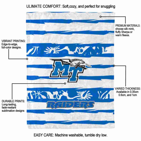 custom middle tennessee blue raiders floral stripes blue white blanket new arrival