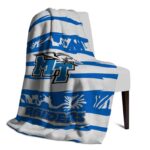 custom middle tennessee blue raiders floral stripes blue white blanket top rated