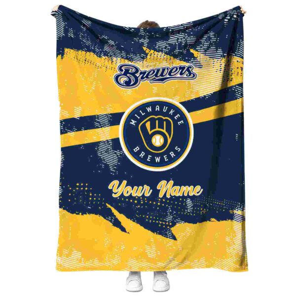 custom milwaukee brewers grunge streaks navy blue blanket best selling