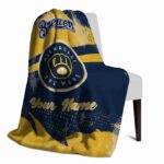 custom milwaukee brewers grunge streaks navy blue blanket top rated