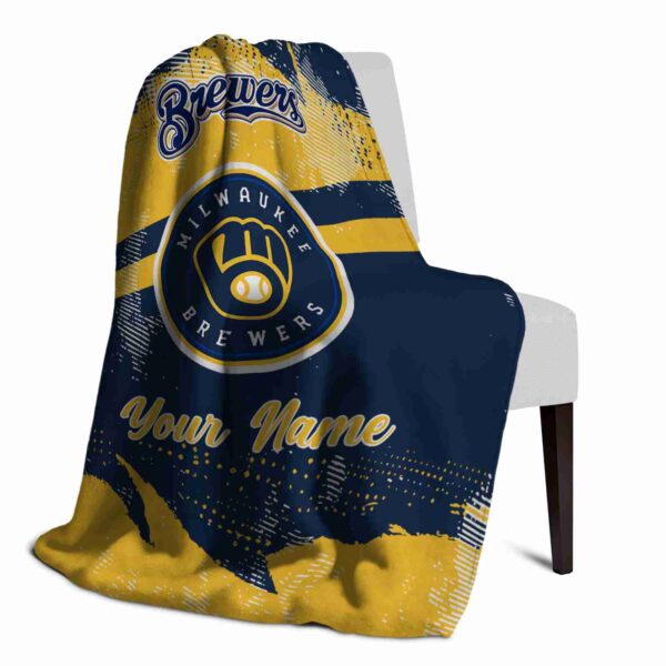 custom milwaukee brewers grunge streaks navy blue blanket top rated