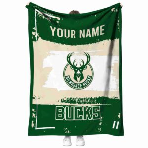 custom milwaukee bucks paint strokes green white blanket best selling