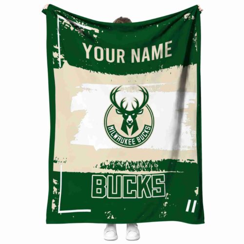 custom milwaukee bucks paint strokes green white blanket best selling