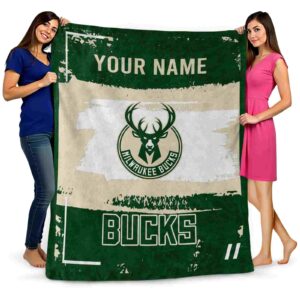 custom milwaukee bucks paint strokes green white blanket fashion forward
