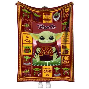 custom minnesota golden gophers baby yoda maroon blanket best selling