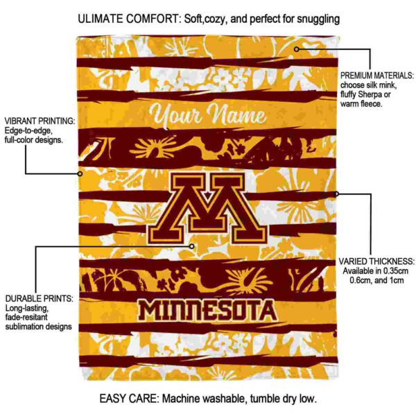 custom minnesota golden gophers floral stripes maroon white blanket new arrival