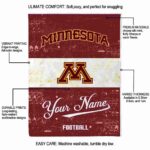 custom minnesota golden gophers grunge texture maroon white blanket best selling