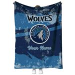 custom minnesota timberwolves grunge streaks midnight blue blanket best selling