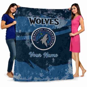 custom minnesota timberwolves grunge streaks midnight blue blanket fashion forward