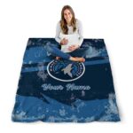 custom minnesota timberwolves grunge streaks midnight blue blanket best selling