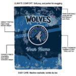 custom minnesota timberwolves grunge streaks midnight blue blanket best selling