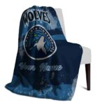 custom minnesota timberwolves grunge streaks midnight blue blanket best selling