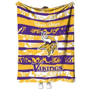 custom minnesota vikings floral stripes purple white blanket best selling