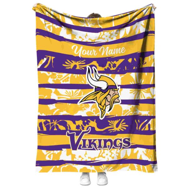 custom minnesota vikings floral stripes purple white blanket best selling