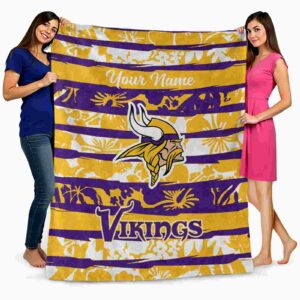 custom minnesota vikings floral stripes purple white blanket fashion forward