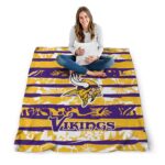 custom minnesota vikings floral stripes purple white blanket high quality