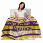 custom minnesota vikings floral stripes purple white blanket latest model