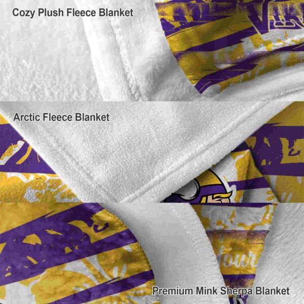 custom minnesota vikings floral stripes purple white blanket premium grade