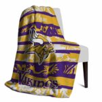 custom minnesota vikings floral stripes purple white blanket top rated