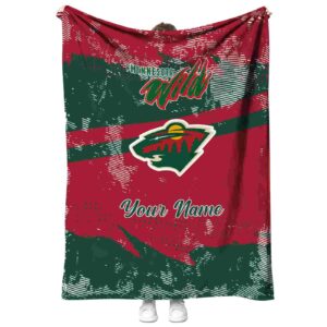 custom minnesota wild grunge streaks red blanket best selling