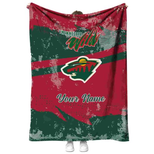 custom minnesota wild grunge streaks red blanket best selling