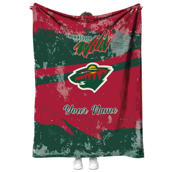 custom minnesota wild grunge streaks red blanket best selling