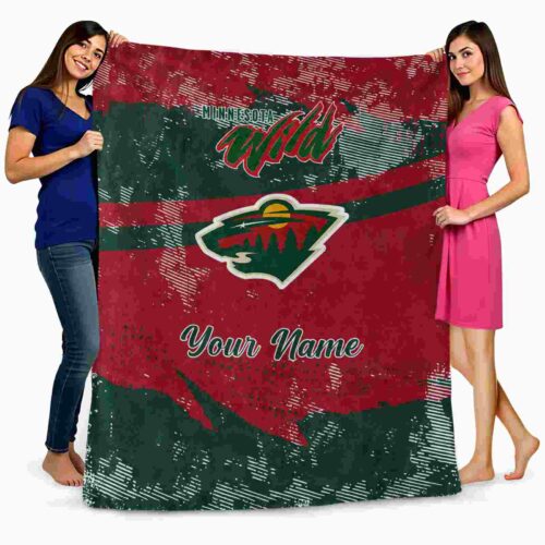 custom minnesota wild grunge streaks red blanket fashion forward
