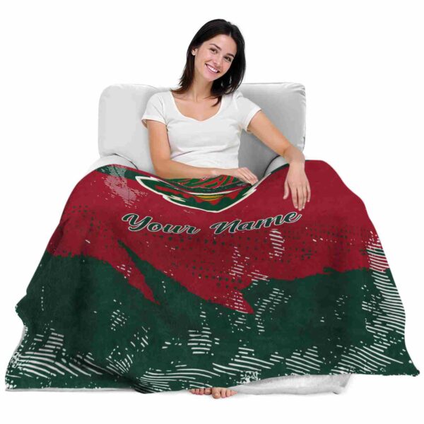 custom minnesota wild grunge streaks red blanket latest model