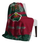 custom minnesota wild grunge streaks red blanket top rated