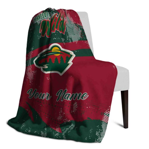 custom minnesota wild grunge streaks red blanket top rated