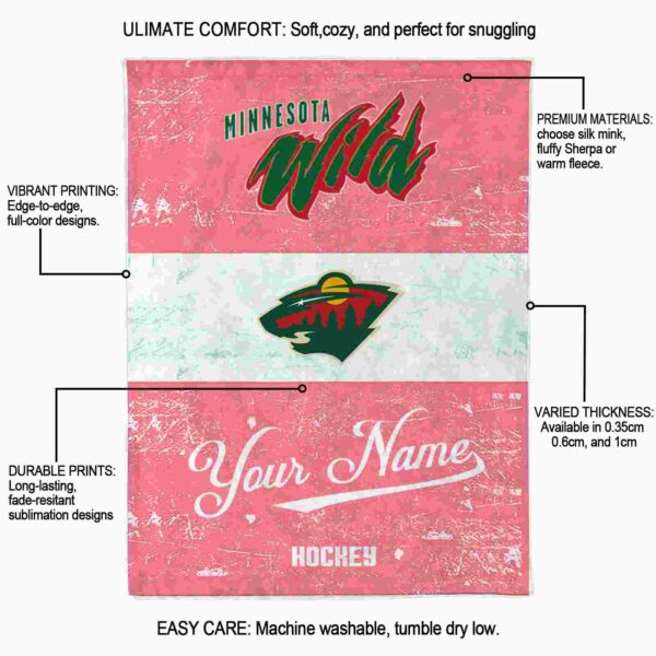 custom minnesota wild grunge texture red white blanket new arrival
