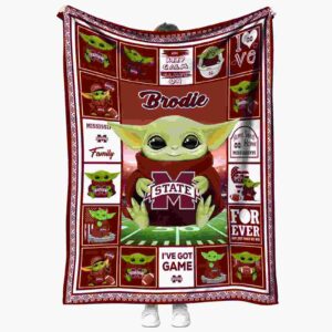 custom mississippi state bulldogs baby yoda maroon blanket best selling