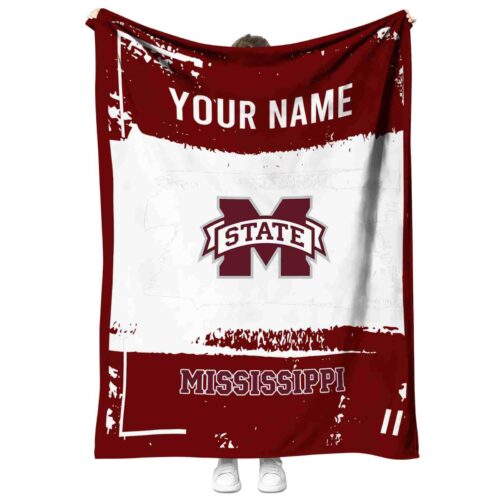custom mississippi state bulldogs paint strokes maroon white blanket best selling
