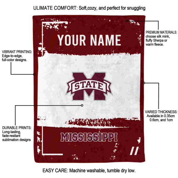 custom mississippi state bulldogs paint strokes maroon white blanket new arrival