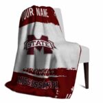 custom mississippi state bulldogs paint strokes maroon white blanket top rated