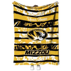 custom missouri tigers floral stripes black white blanket best selling