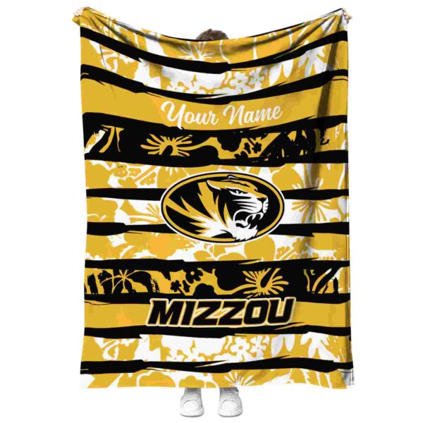 custom missouri tigers floral stripes black white blanket best selling