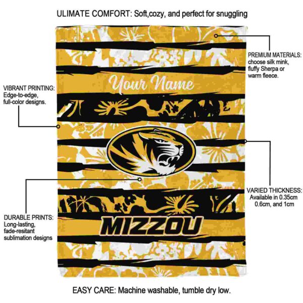 custom missouri tigers floral stripes black white blanket new arrival