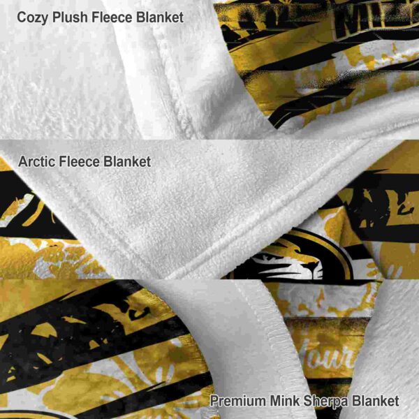 custom missouri tigers floral stripes black white blanket premium grade