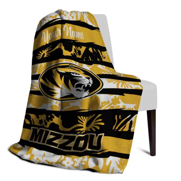custom missouri tigers floral stripes black white blanket top rated
