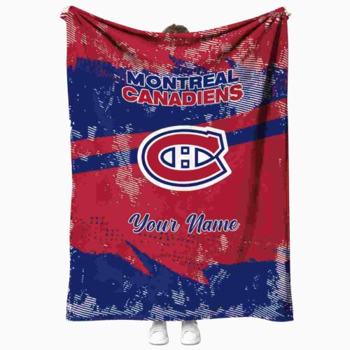 custom montreal canadiens grunge streaks red blanket best selling