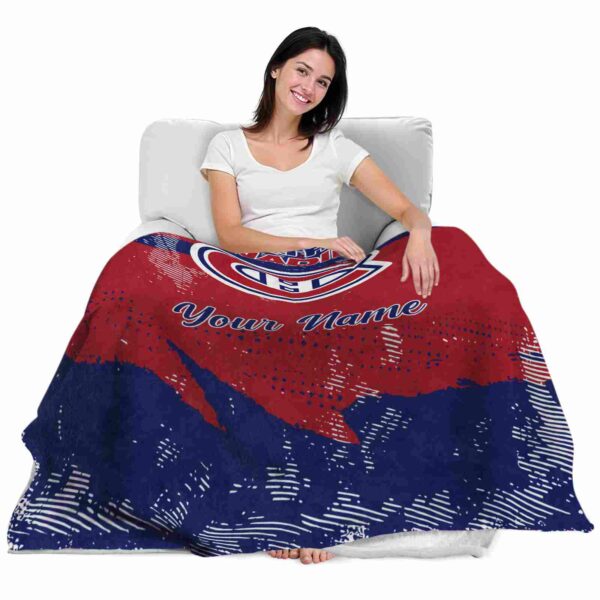 custom montreal canadiens grunge streaks red blanket latest model