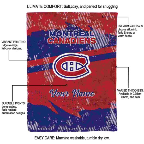 custom montreal canadiens grunge streaks red blanket new arrival