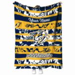 custom nashville predators floral stripes gold white blanket best selling