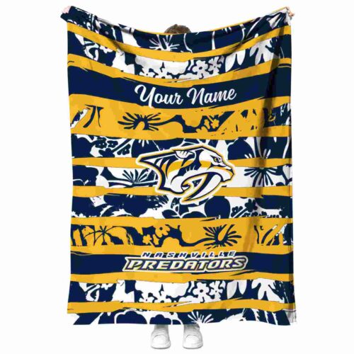 custom nashville predators floral stripes gold white blanket best selling
